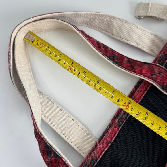 VTG Lands End CANVAS TOTE BAG Red Holiday Bird Floral  LARGE Pocket Zipper - Picture 9 of 9